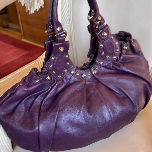 Authentic GUCCI Pelham Purple Studded Calfskin Leather Hobo Bag. Large. - Picture 3 of 12